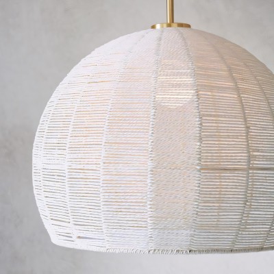 Dronor Ivory Woven Rope Globe Semi Flush Mount Light
