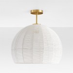 Dronor Ivory Woven Rope Globe Semi Flush Mount Light Dronor Ivory Woven Rope Globe Semi Flush Mount Light