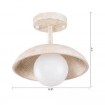 Elithor Wood Colored Bowl Metal Semi Flush Mount Light