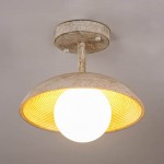 Elithor Wood Colored Bowl Metal Semi Flush Mount Light