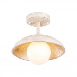 Elithor Wood Colored Bowl Metal Semi Flush Mount Light
