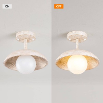 Elithor Wood Colored Bowl Metal Semi Flush Mount Light