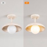 Elithor Wood Colored Bowl Metal Semi Flush Mount Light