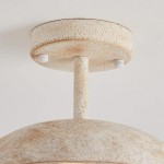 Elithor Wood Colored Bowl Metal Semi Flush Mount Light