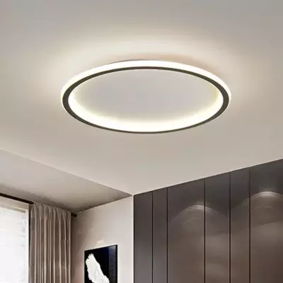 Fynar ‎Minimalist Black Round Led Thin Flush Mount Ceiling Light