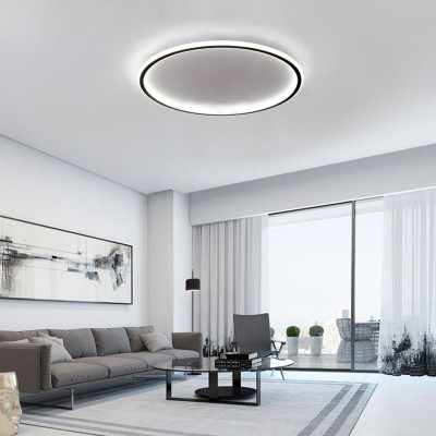 Fynar ‎Minimalist Black Round Led Thin Flush Mount Ceiling Light