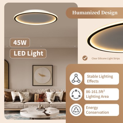 Fynar ‎Minimalist Black Round Led Thin Flush Mount Ceiling Light