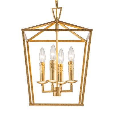 Hexon Antique Brass Gilded Iron Lantern Pendant Light Hexon Antique Brass Gilded Iron Lantern Pendant Light