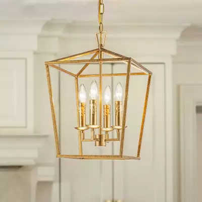 Hexon Antique Brass Gilded Iron Lantern Pendant Light Hexon Antique Brass Gilded Iron Lantern Pendant Light