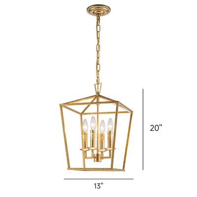Hexon Antique Brass Gilded Iron Lantern Pendant Light Hexon Antique Brass Gilded Iron Lantern Pendant Light