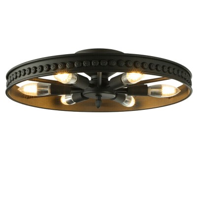 Jyrith Industrial Wrought Iron Wagon Wheel Ceiling Light