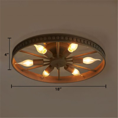 Jyrith Industrial Wrought Iron Wagon Wheel Ceiling Light