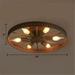 Jyrith Industrial Wrought Iron Wagon Wheel Ceiling Light
