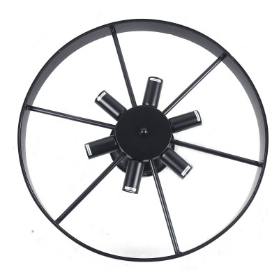 Jyrith Industrial Wrought Iron Wagon Wheel Ceiling Light