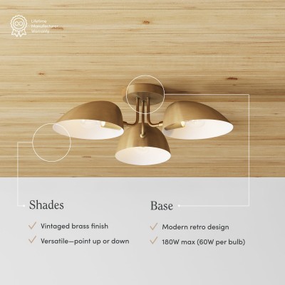 Nivor Metal 3 Arm Adjustable Shades Ceiling Light