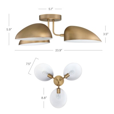 Nivor Metal 3 Arm Adjustable Shades Ceiling Light