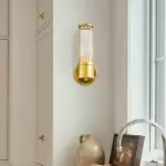 Prisha Farmhouse Gold Candle Fluted Glass Wall Sconces