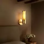 Prisha Farmhouse Gold Candle Fluted Glass Wall Sconces