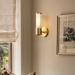 Prisha Farmhouse Gold Candle Fluted Glass Wall Sconces