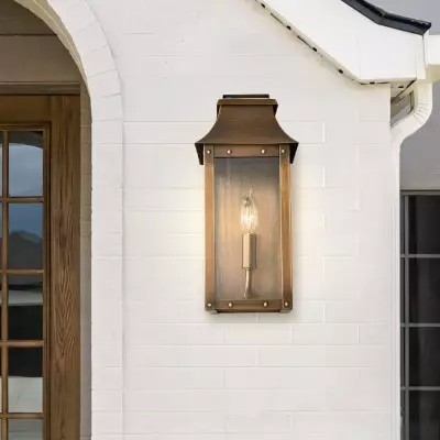 Montague Vintage Brass Outdoor Waterproof Wall Mounted Lantern Sconce