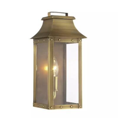 Montague Vintage Brass Outdoor Waterproof Wall Mounted Lantern Sconce