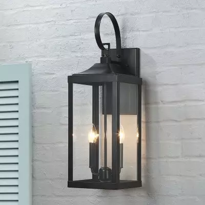 Phelon Large Black Metal Lantern Outdoor Wall Sconce Phelon Large Black Metal Lantern Outdoor Wall Sconce