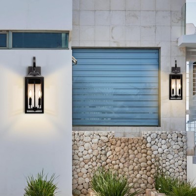 Phelon Large Black Metal Lantern Outdoor Wall Sconce Phelon Large Black Metal Lantern Outdoor Wall Sconce