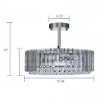 Ryxar Round Ribbed Crystal Semi Flush Mount Light