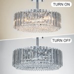 Ryxar Round Ribbed Crystal Semi Flush Mount Light