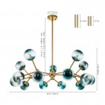 Taryn 15 Light Teal Colored Globe Glass Chandelier