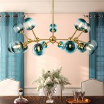 Taryn 15 Light Teal Colored Globe Glass Chandelier