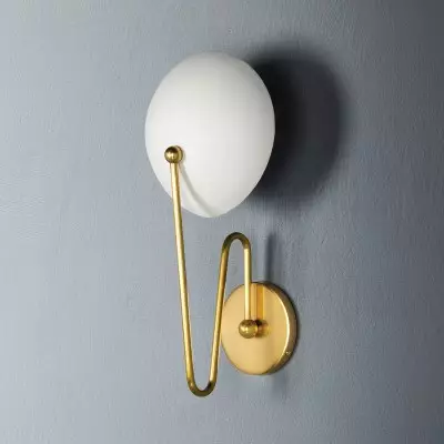 Quylar Texture White Steel shade Aged Brass Wall Sconce Quylar Texture White Steel shade Aged Brass Wall Sconce