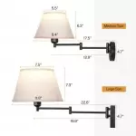 Vynith Battery Opperated White Linen Dimmable Swing Arm Sconce
