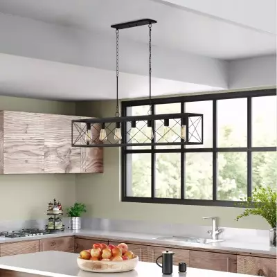 Wrylor Farmhouse 7 Light Steel Rectangle Chandelier Wrylor Farmhouse 7 Light Steel Rectangle Chandelier