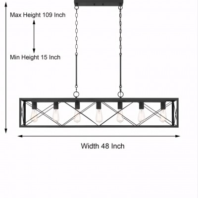 Wrylor Farmhouse 7 Light Steel Rectangle Chandelier