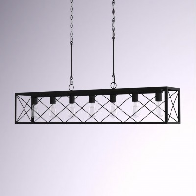 Wrylor Farmhouse 7 Light Steel Rectangle Chandelier