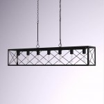 Wrylor Farmhouse 7 Light Steel Rectangle Chandelier