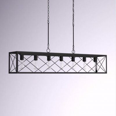 Wrylor Farmhouse 7 Light Steel Rectangle Chandelier