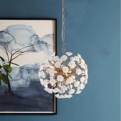Xyron Handcrafted Porcelain Flower Sphere Chandelier