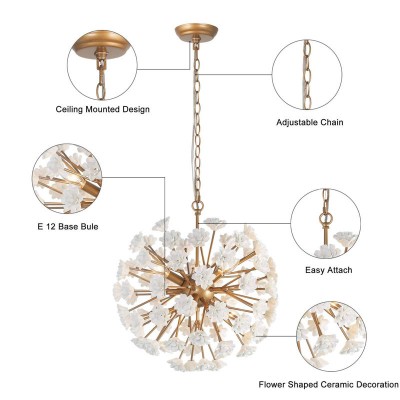 Xyron Handcrafted Porcelain Flower Sphere Chandelier