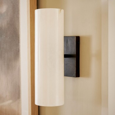 Yorix Alabaster Tube Bronze Finish Wall Sconce