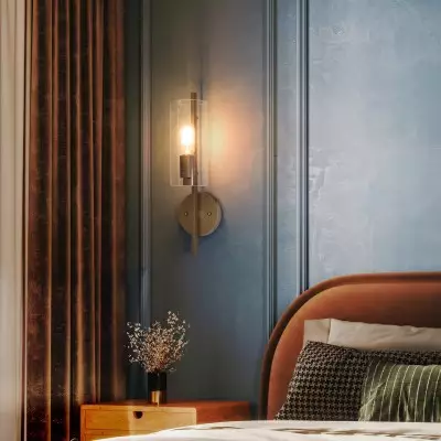 Aldorix Bronze Seedy Glass Cylinder Wall Sconce Aldorix Bronze Seedy Glass Cylinder Wall Sconce