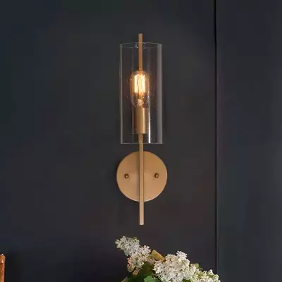Aldorix Bronze Seedy Glass Cylinder Wall Sconce Aldorix Bronze Seedy Glass Cylinder Wall Sconce