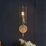 Aldorix Bronze Seedy Glass Cylinder Wall Sconce