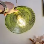 Draxith Retro Japanese Striped Stained Glass Droplight