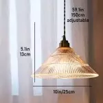 Draxith Retro Japanese Striped Stained Glass Droplight