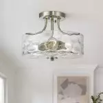 Ixorath Nickel Clear Water Ripple Glass Drum Ceiling Light