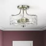 Ixorath Nickel Clear Water Ripple Glass Drum Ceiling Light