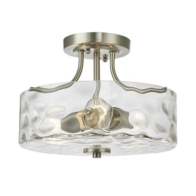 Ixorath Nickel Clear Water Ripple Glass Drum Ceiling Light Ixorath Nickel Clear Water Ripple Glass Drum Ceiling Light