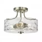 Ixorath Nickel Clear Water Ripple Glass Drum Ceiling Light
